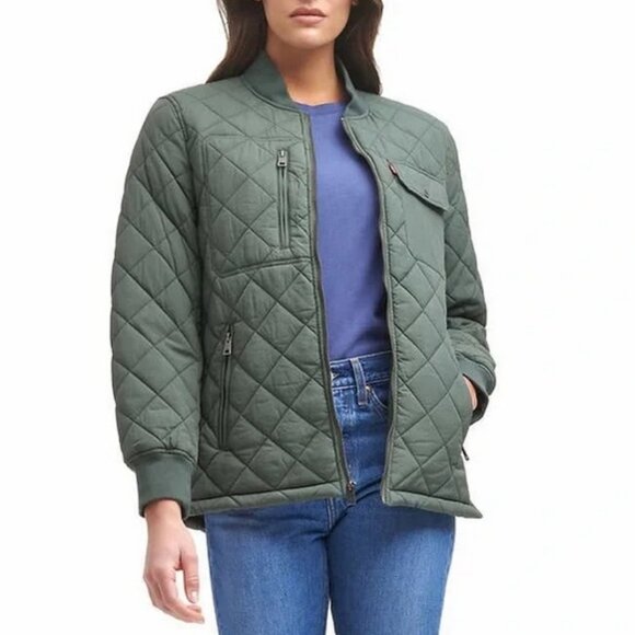 NWT Levi’s Womens' Quilted Jacket Sea Green Size Small - Picture 2 of 4